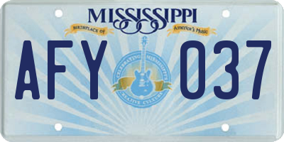 MS license plate AFY037