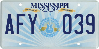 MS license plate AFY039