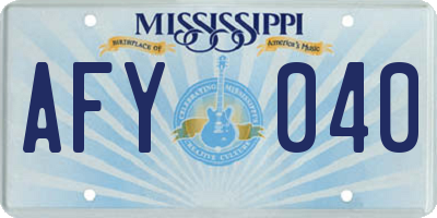 MS license plate AFY040