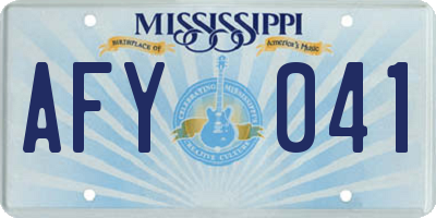MS license plate AFY041