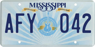MS license plate AFY042