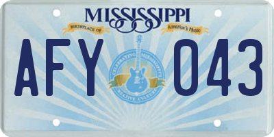 MS license plate AFY043
