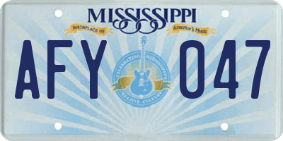 MS license plate AFY047