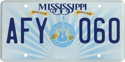 MS license plate AFY060