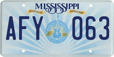 MS license plate AFY063