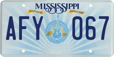 MS license plate AFY067