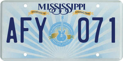 MS license plate AFY071