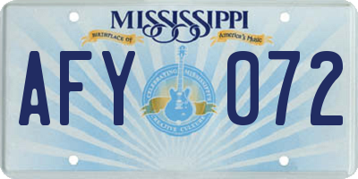 MS license plate AFY072