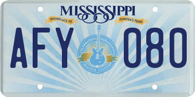 MS license plate AFY080