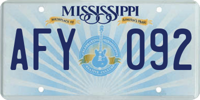 MS license plate AFY092