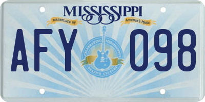 MS license plate AFY098