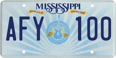 MS license plate AFY100