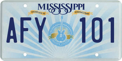 MS license plate AFY101