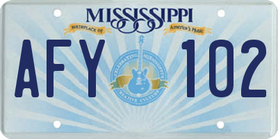 MS license plate AFY102