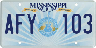 MS license plate AFY103