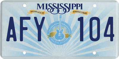 MS license plate AFY104