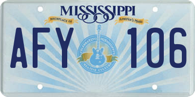 MS license plate AFY106