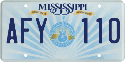 MS license plate AFY110