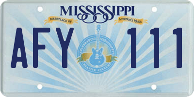 MS license plate AFY111