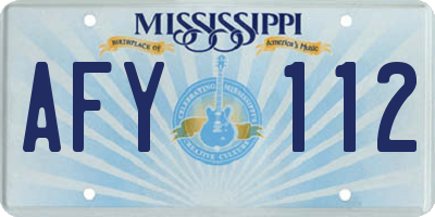 MS license plate AFY112