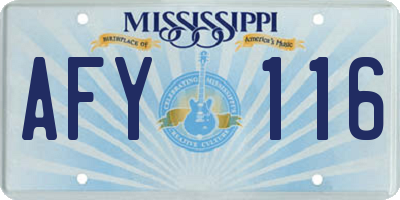 MS license plate AFY116