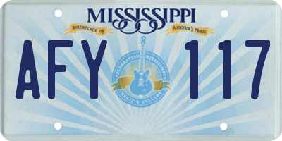 MS license plate AFY117