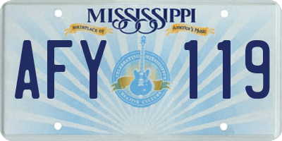 MS license plate AFY119