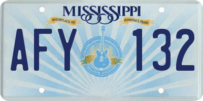 MS license plate AFY132