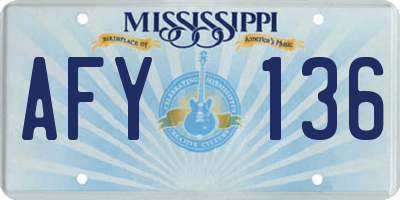 MS license plate AFY136