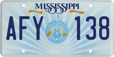 MS license plate AFY138