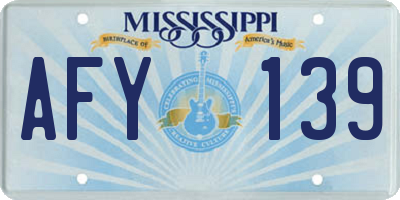 MS license plate AFY139