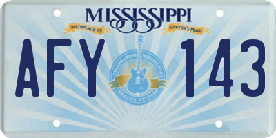 MS license plate AFY143