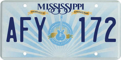 MS license plate AFY172