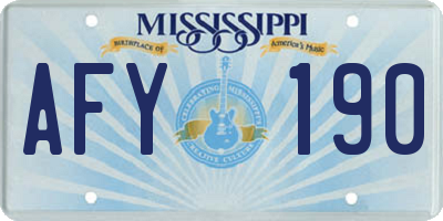 MS license plate AFY190