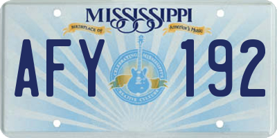 MS license plate AFY192