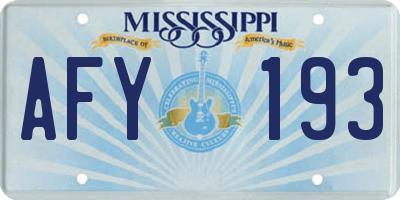 MS license plate AFY193