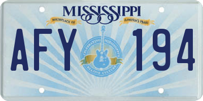 MS license plate AFY194