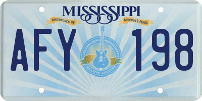 MS license plate AFY198