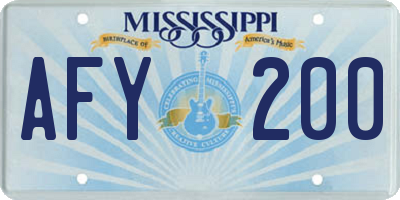 MS license plate AFY200