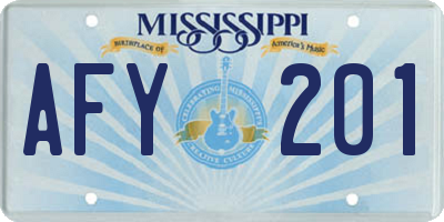 MS license plate AFY201