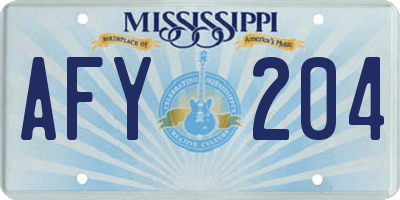 MS license plate AFY204