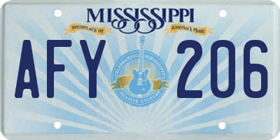 MS license plate AFY206