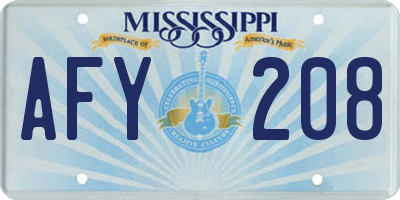 MS license plate AFY208