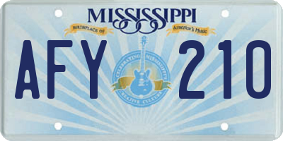 MS license plate AFY210