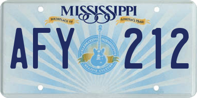 MS license plate AFY212