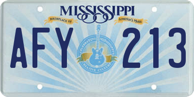 MS license plate AFY213