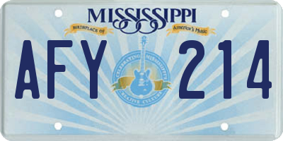 MS license plate AFY214