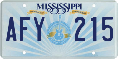MS license plate AFY215