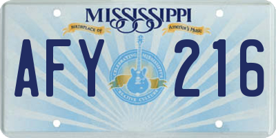 MS license plate AFY216