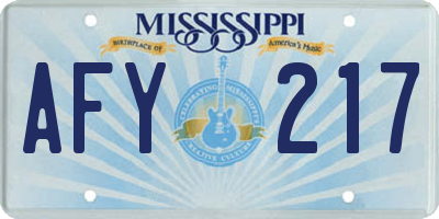 MS license plate AFY217